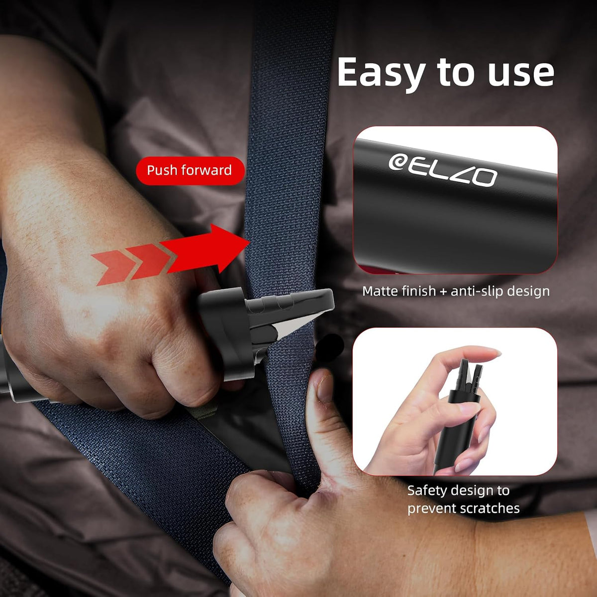ELZO 3 Pack 2 in 1 Car Safehammer Seatbelt Cutter and Survival Whistle, Safe Hammer Glass Breaker Transparent Lid Window Breaker Underwater, Car Safety Hammer (Safety Hammer + Emergency Whistle)