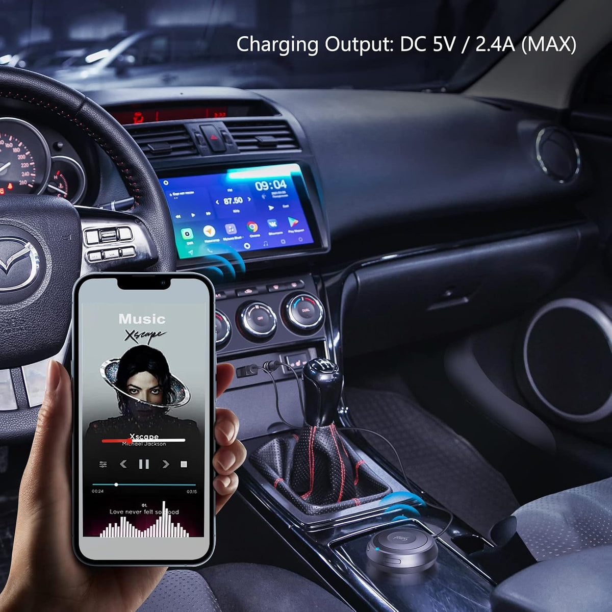 Smof Bluetooth Aux Car Adapter, BT5.2 Audio Receiver for Car/Home Stereo