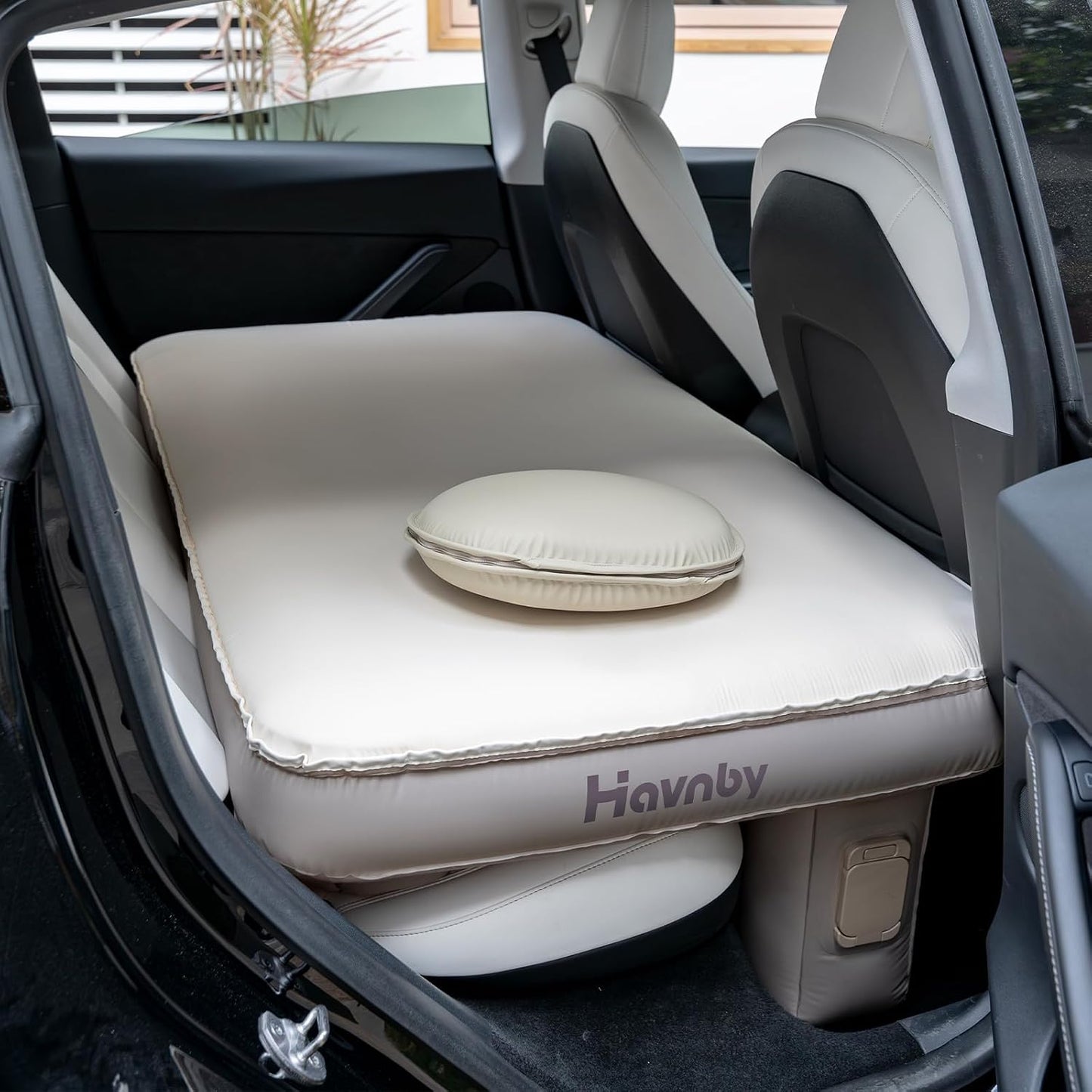 Havnby SUV Car Bed, TPU Air Foam Inflatable Backseat Mattress, Rearseat Camping SnugNest with Rechargeable Built-in Pump, Portable Blow Up Travel Sleeping Mattress for SUV