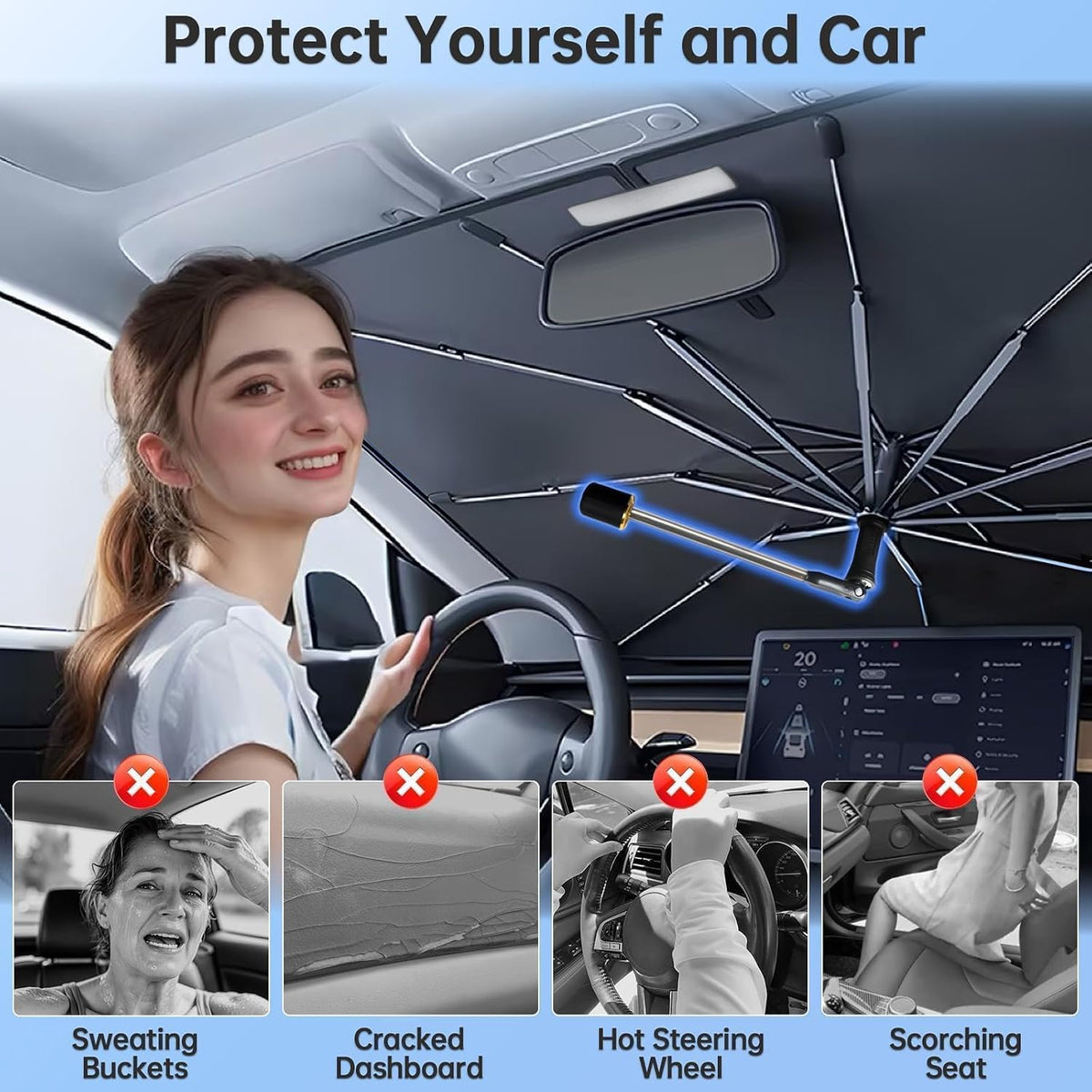 Windshield Sun Shade Umbrella for Toyota Camry 2012-2026 Front Window