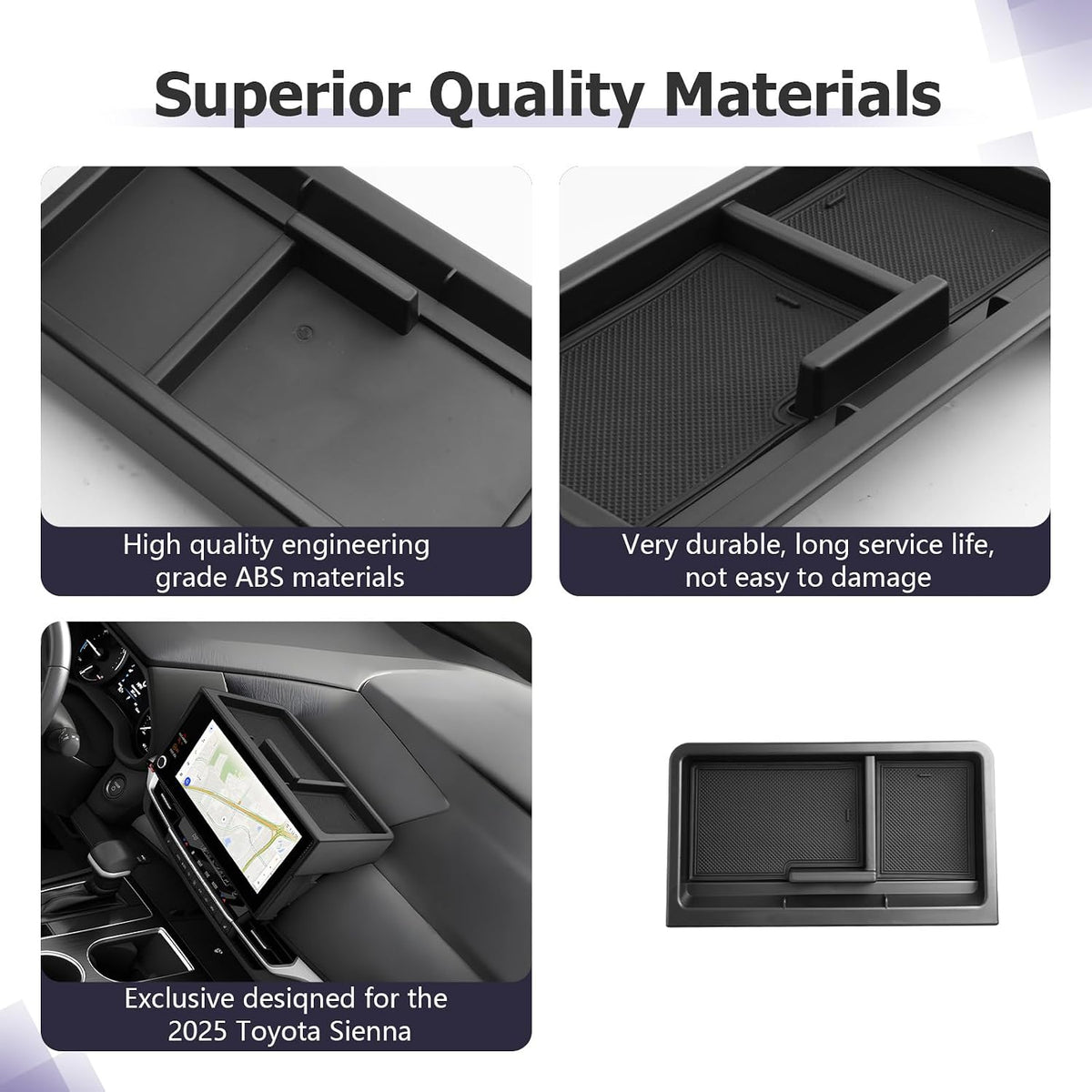 LUWU Dashboard Storage Tray Compatible with 2025 2026 Toyota Sienna Accessories Behind Screen Organizer 2025-2026 Sienna Accessories Center Console Display Box Dash Tray(ONLY for 12.3-INCH Screen)
