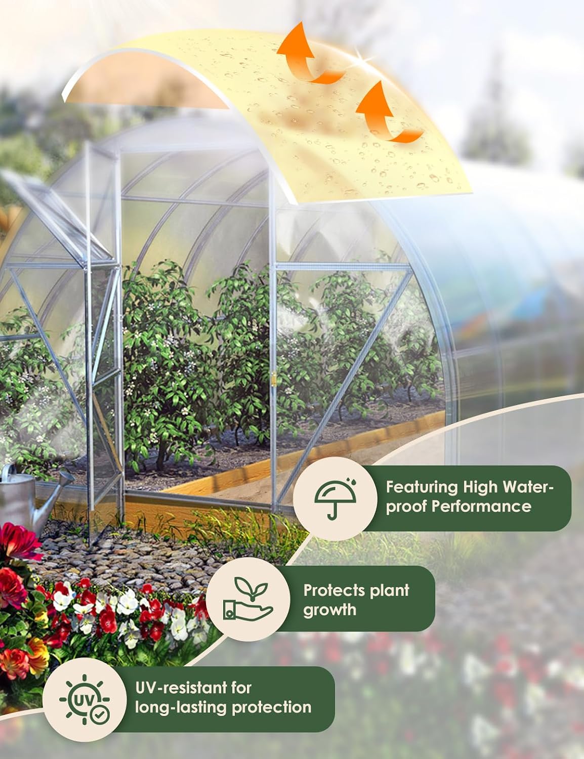 20 Mil Heavy Duty Clear PVC Tarpaulins 8 x 10 FT, Waterproof Wind-Proof Transparent Vinyl Tarp for Patio Pergola Garden Canopy Rainproof Anti-Tear PVC Thick Cover with Grommets (8 x 10 FT)
