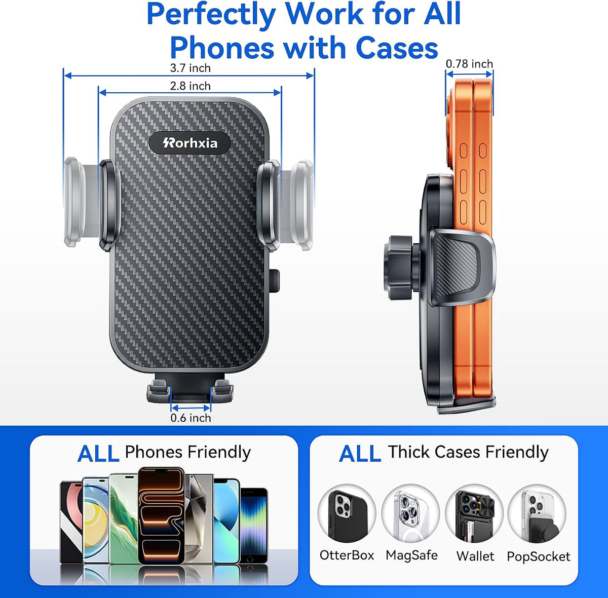 Rorhxia 13 inch Cup Holder Phone Holder, [Enjoy Convenience, Flexibility, Stability] Gooseneck Cup Phone Mount, Fit for All Phones, iPhone 17/16/15/14/13/12 Pro Max/Samsung S24/S23/S22