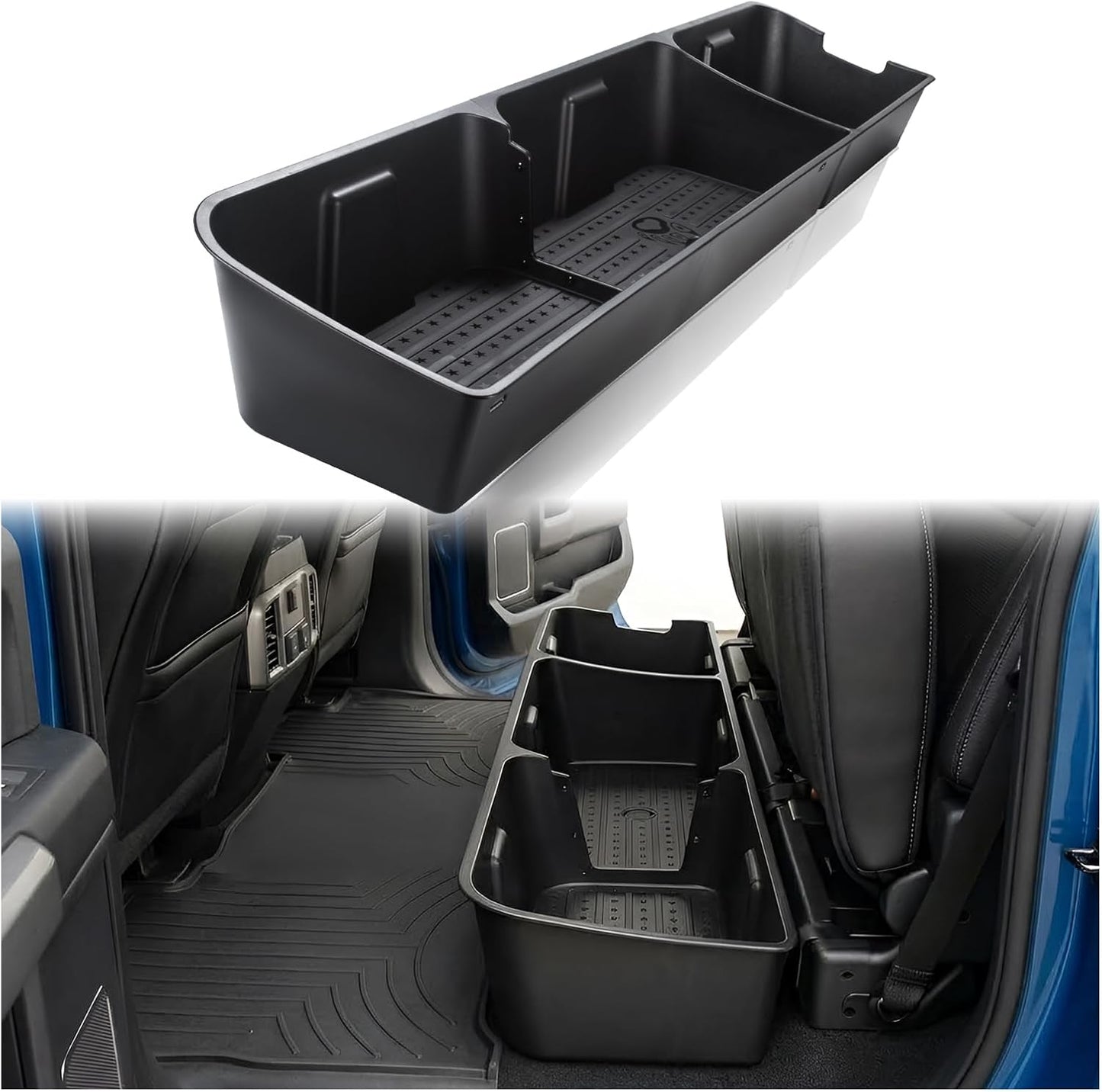 MAXDOM Under Seat Storage Fit for (2015-2026) F150 SuperCrew/Crew Cab (2017-2026) F250 F350 F450 F550 Super Duty Rear Underseat Organizer Box