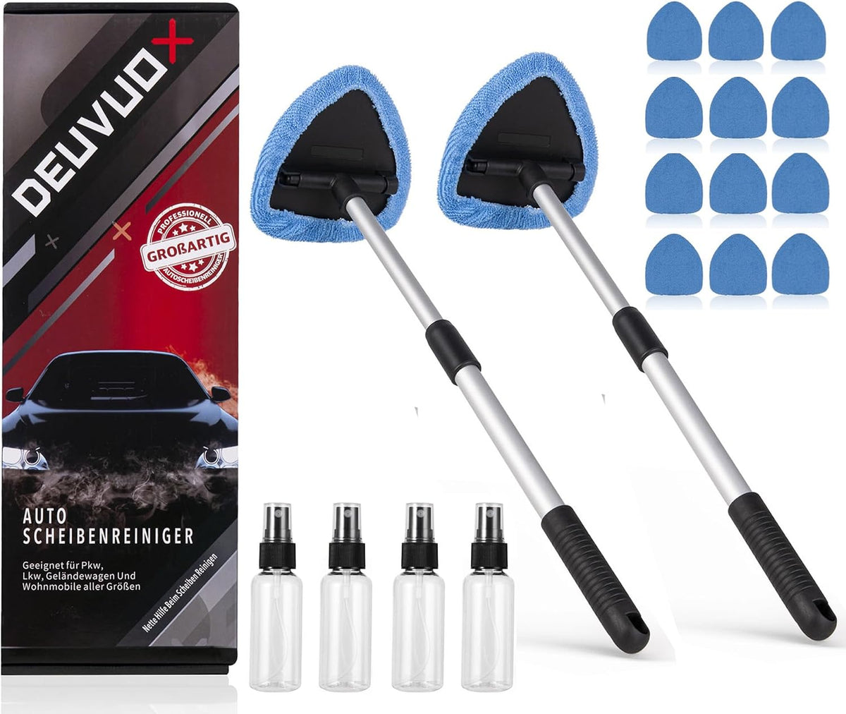 Windshield Cleaner Tool, 21" Extendable Handle, Car Interior Window Cleaner