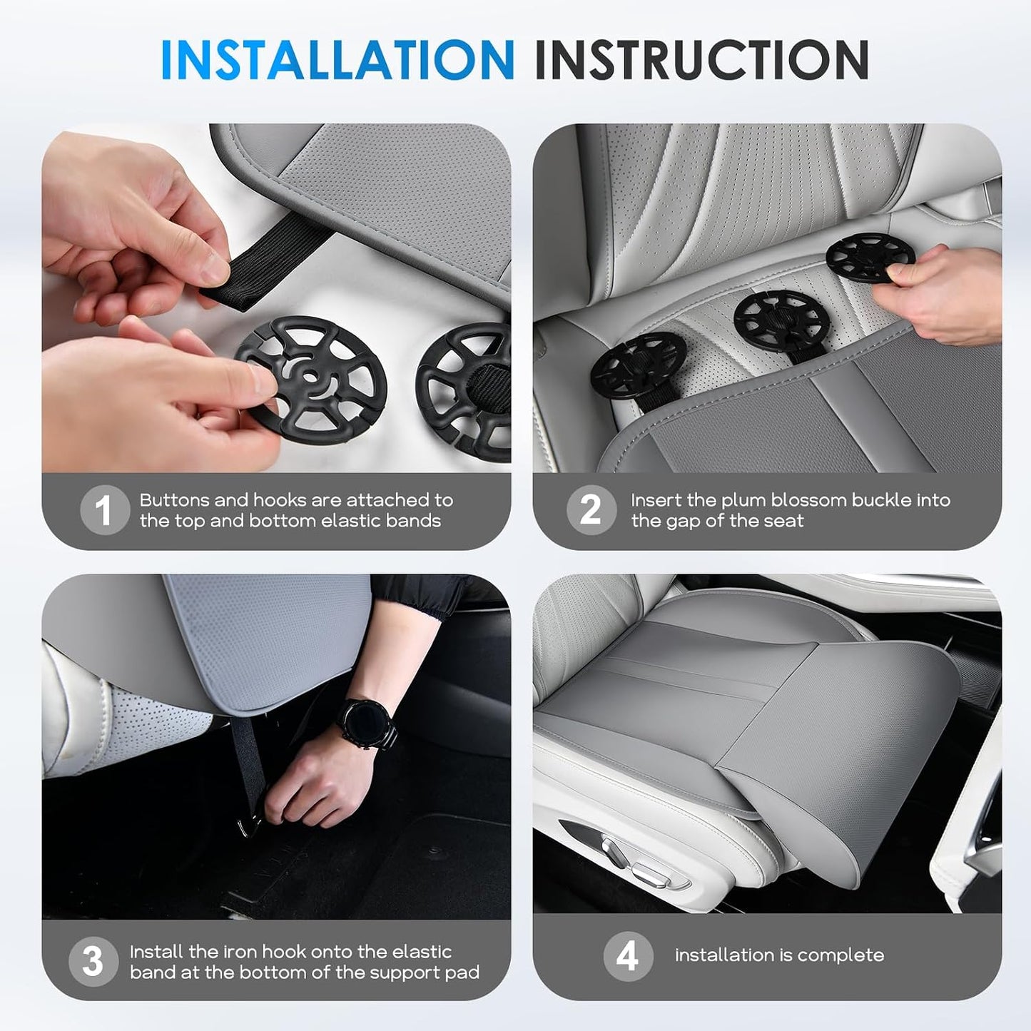 FLORICH Car Seat Extender Leg Support Cushion for Driver Seats Office Chair, Leather Memory Foam Widened seat Cushion for Long Drivers Universal Car Seat Cushion Legs Rest Pads-Light Grey
