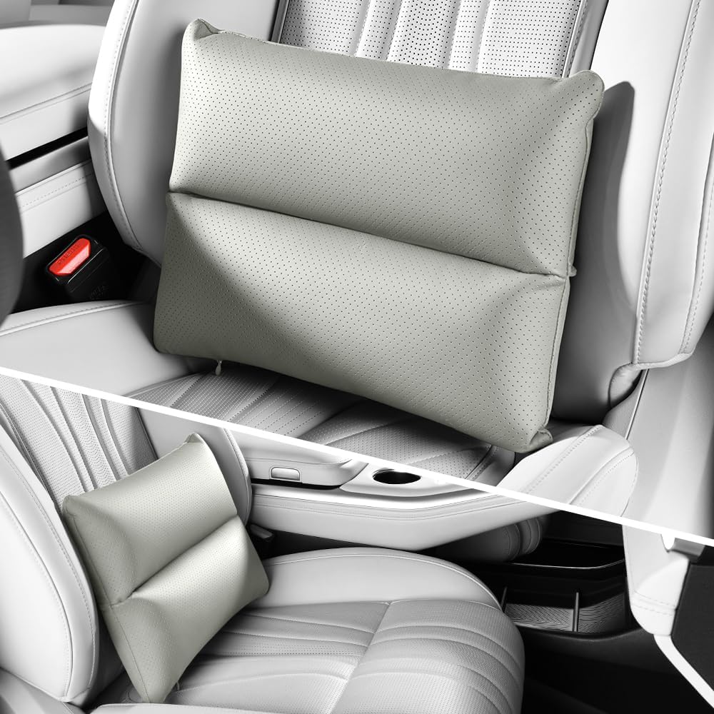 Lumbar Pillow for car, Back Cushion for Driving, Back Support, Lumbar Support, Improve Driving Comfort, Faux Leather, Sturdy and Durable, Non-deformable, Long Lasting Use 1P