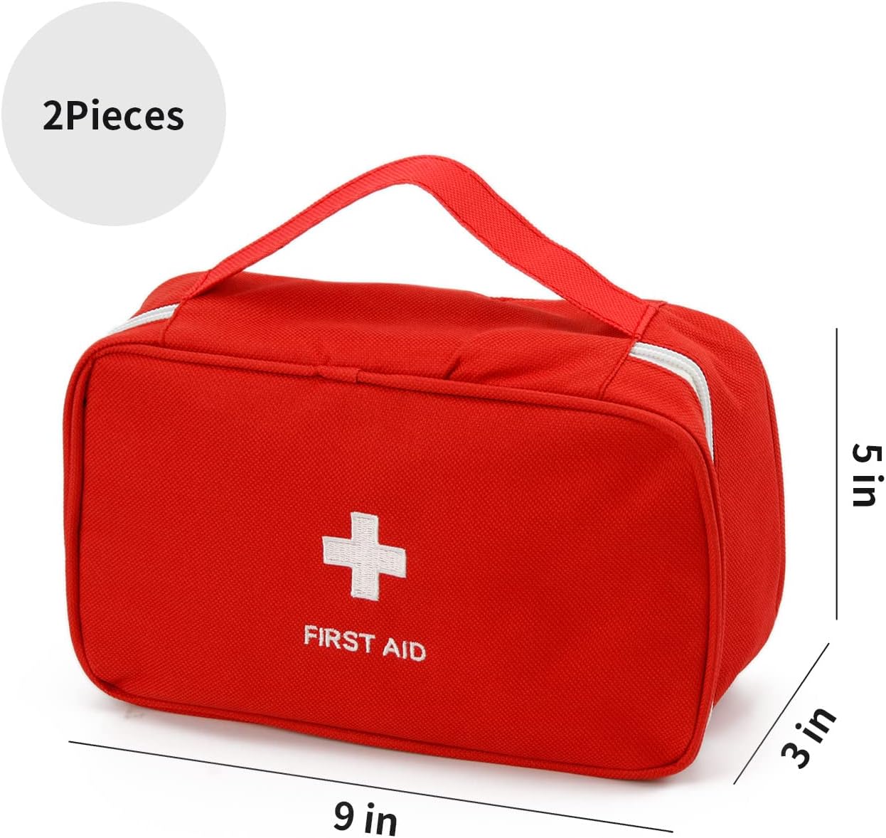 TOPASION Portable Empty First Aid Kit Bag, Travel Medicine Pouch, Small Medical Bag (2 Pieces Red)