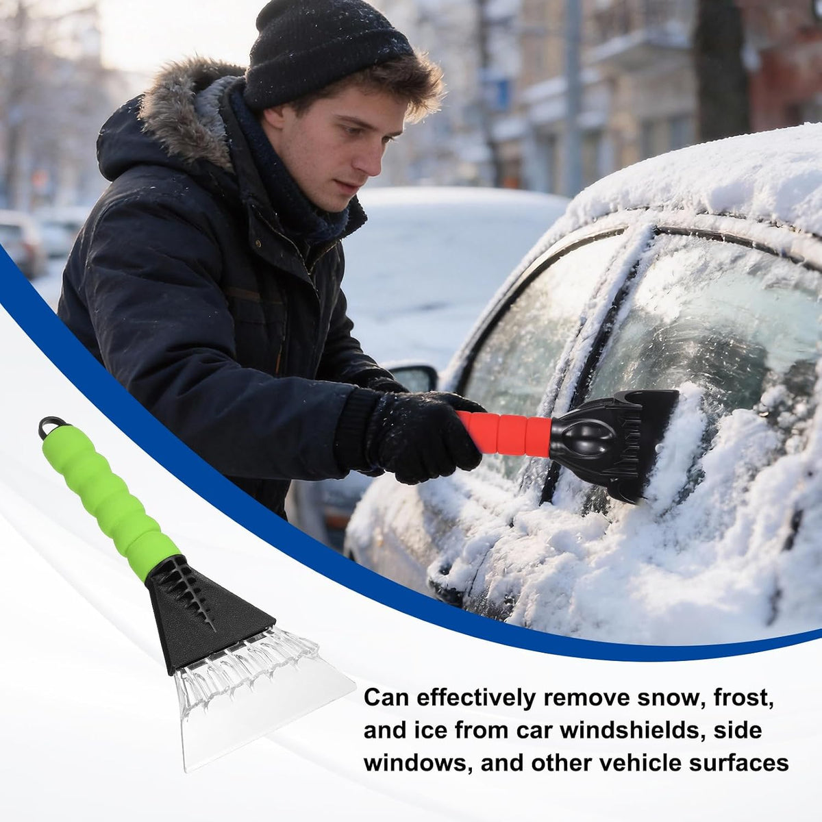 HARFINGTON 2Pcs Ice Scrapers for Car Windshield 10" x 5" Window Frost Removal Tool Snow Scraper with Foam Handle for Car SUV Truck, Black/Green