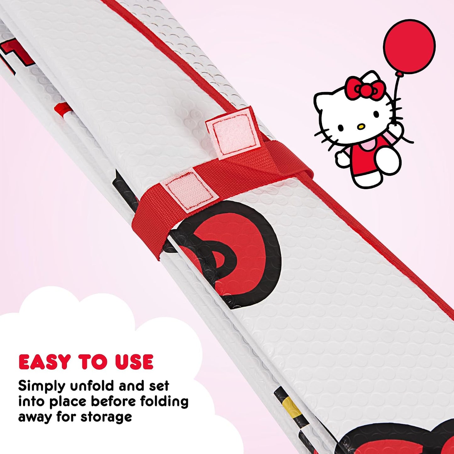 Carbella Hello Kitty Car Windshield Sun Shade, Official Sanrio Sun Shade for Car Window, Cute Sun Shade for Front Windshield, Hello Kitty Accessories for Women ﻿(Red Bow Dreams)