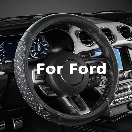 West Llama Car Steering Wheel Cover for Ford Escape,Explorer,Fusion,Focus,Bronco,Transit,Edge(Diamond Quilted - Black+Gray- Standard Size)