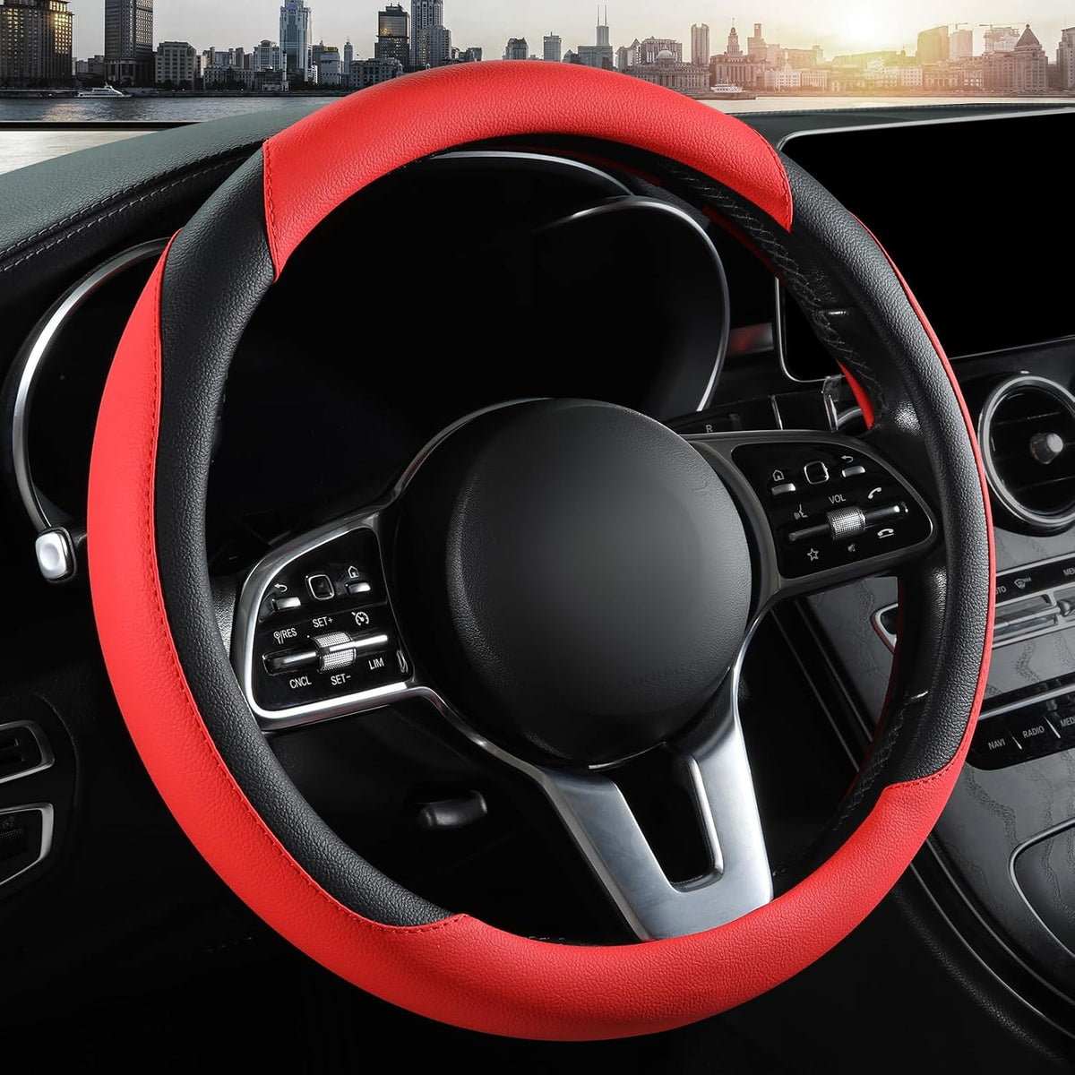 Car Steering Wheel Cover, Microfiber Leather Universal 14.5-15 inch, Purple