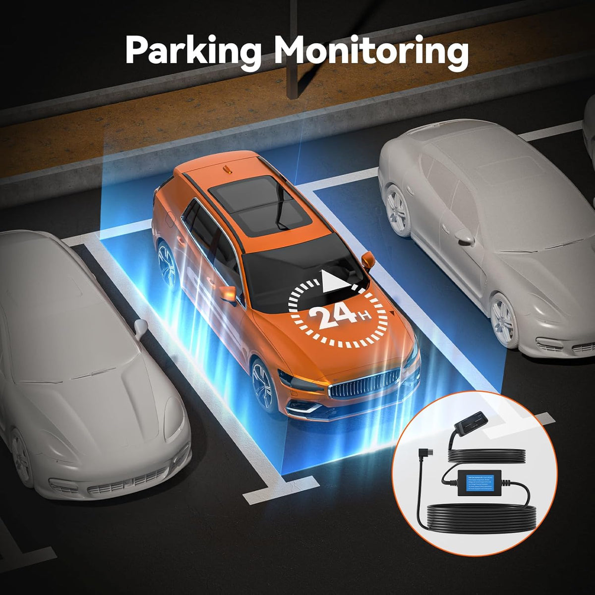 WOLFBOX USB C 4A OBD Hardwire Kit 11.48ft for All WOLFBOX Dash Cams, Converting 12V-24V to 5V, with Battery Drain Protection