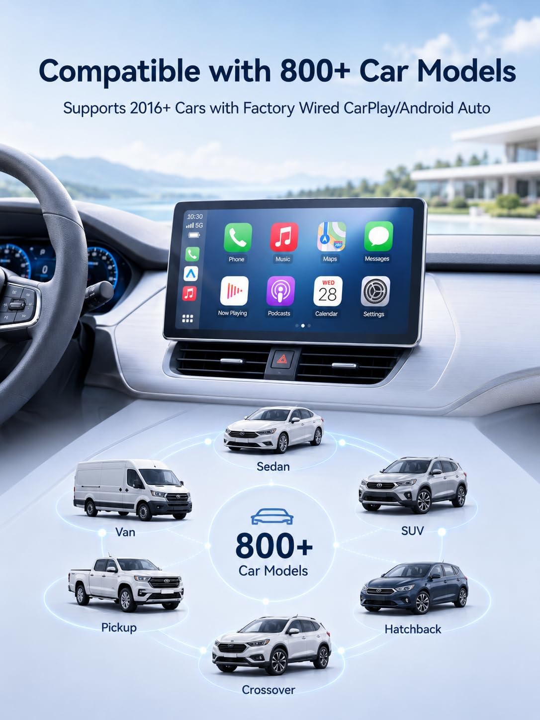 Wireless CarPlay Adapter USB C, Compact Android Auto Dongle