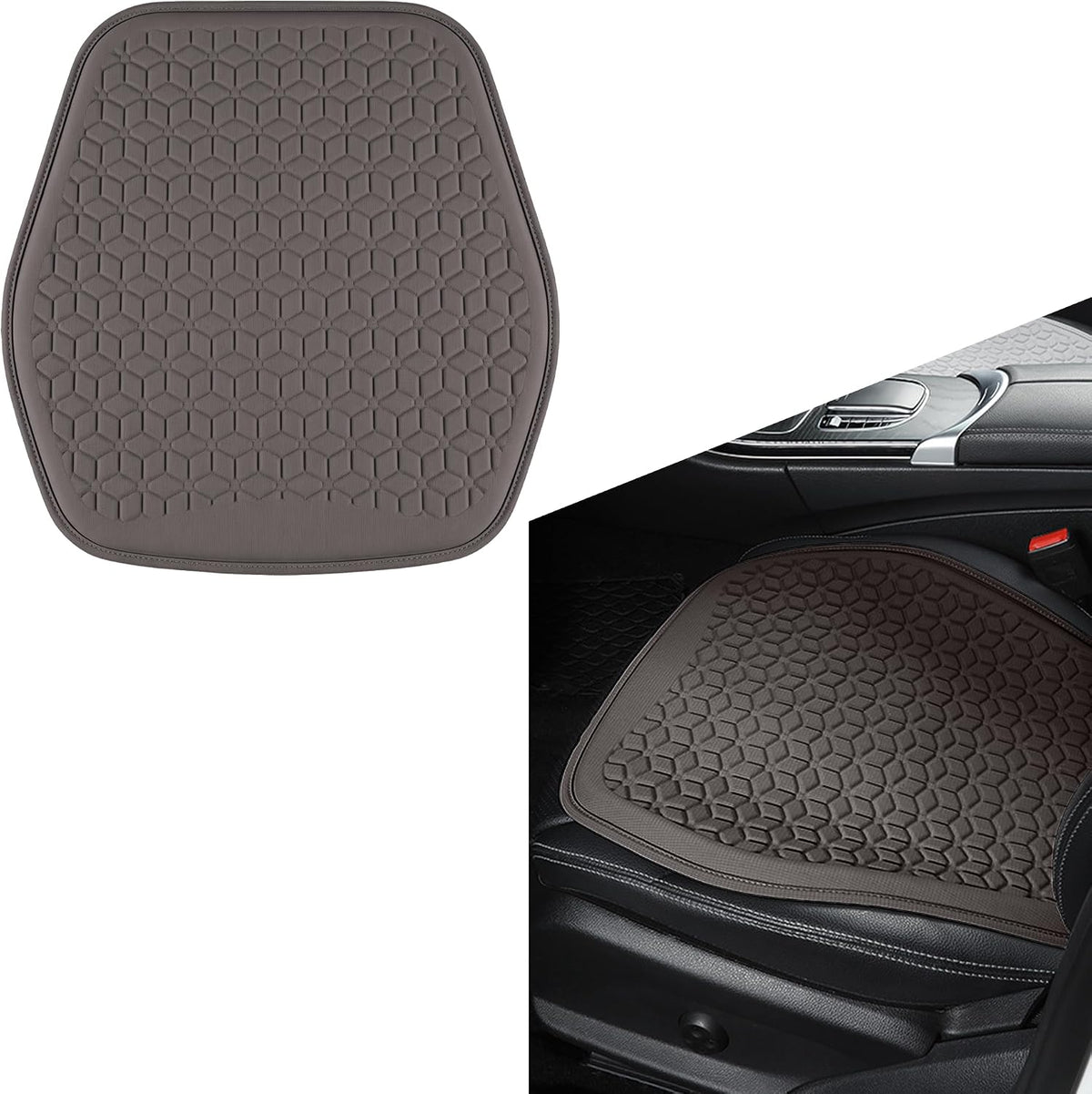 Thin Gel Car Seat Cushion, Non-Slip & Comfortable Automotive Front Seats Cushion Pad for Driver, Breathable Vehicle Interior Mat Cover Accessories，Coffee