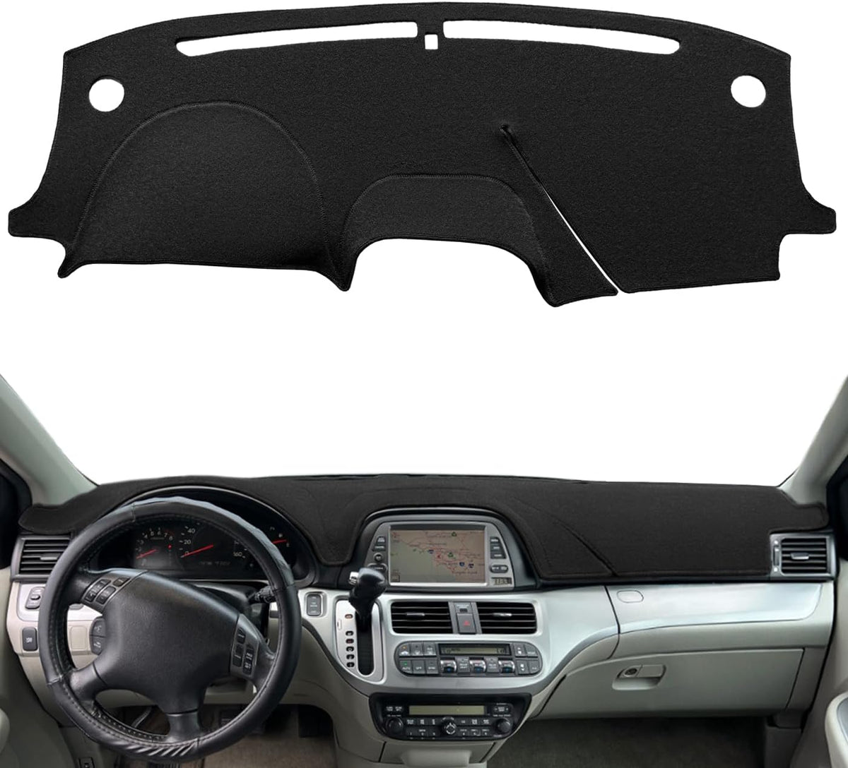 Dash Cover Mat Custom Fit for Honda Odyssey with Cutout for Speakers Airbag and Light Sensor,Dashboard Pad Cap Carpet Protector K224 (Black)