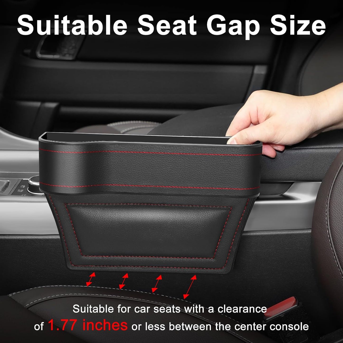 Car Seat Gap Filler, 2 Pack Car Seat Organizer with Cup Holder, Car Seat Gap Filler Organizer with 2 Seat Back Hooks for Phones, Keys, Cards, Canned Drinks, Ideal for Car storage Box