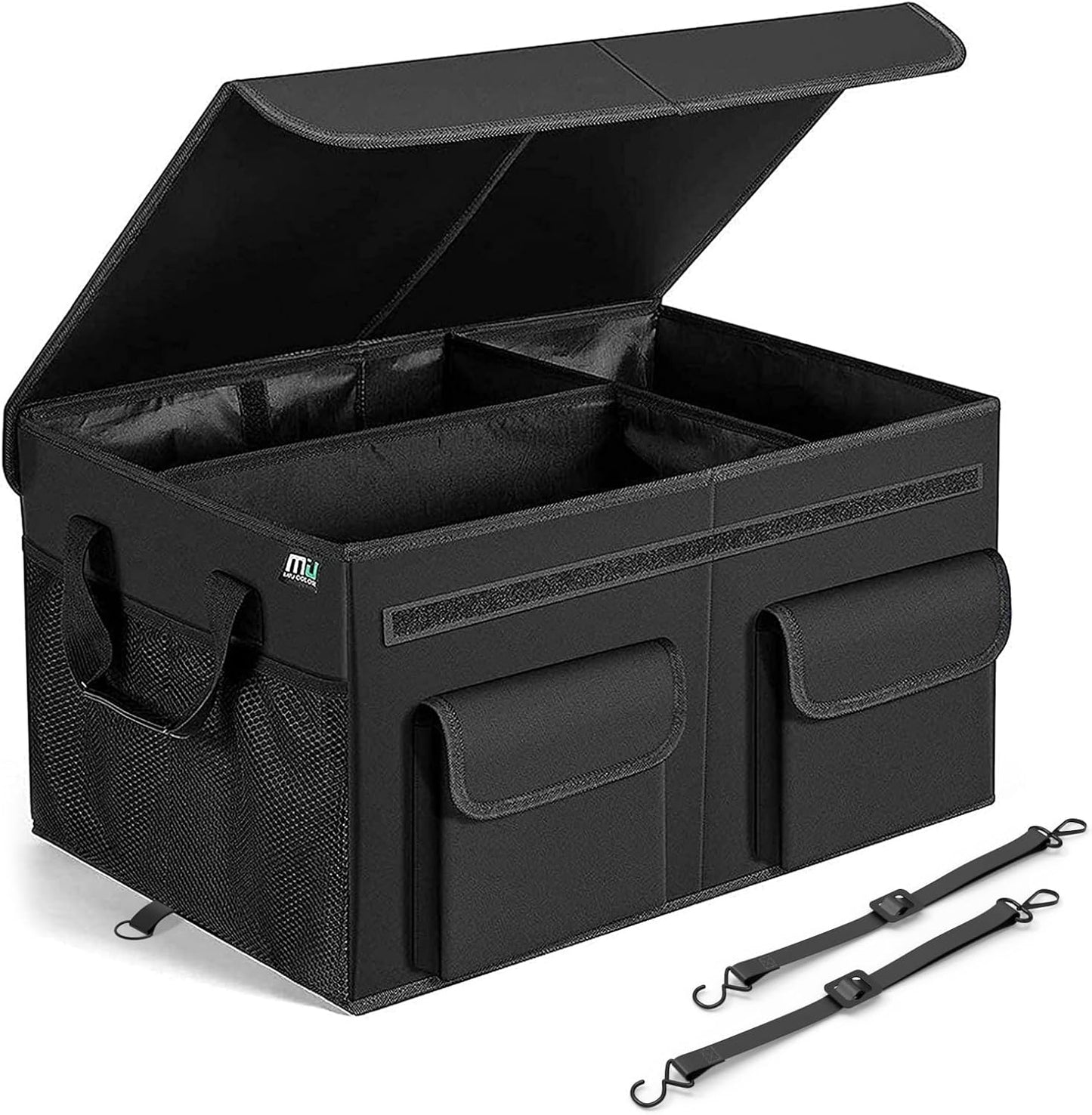 MIU COLOR Car Trunk Organizer for SUV,Expandable Large Capacity, Sturdy Cargo Trunk Storage Organizer, Non Slip Bottom, Black