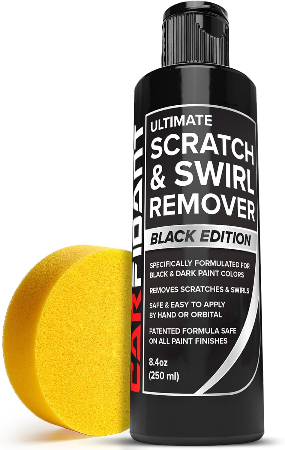 Carfidant Black Scratch and Swirl Remover - Car Scratch Remover for Vehicles Paint - Polishing Compound for Cars with Pad - Cutting Compound Paint Restorer