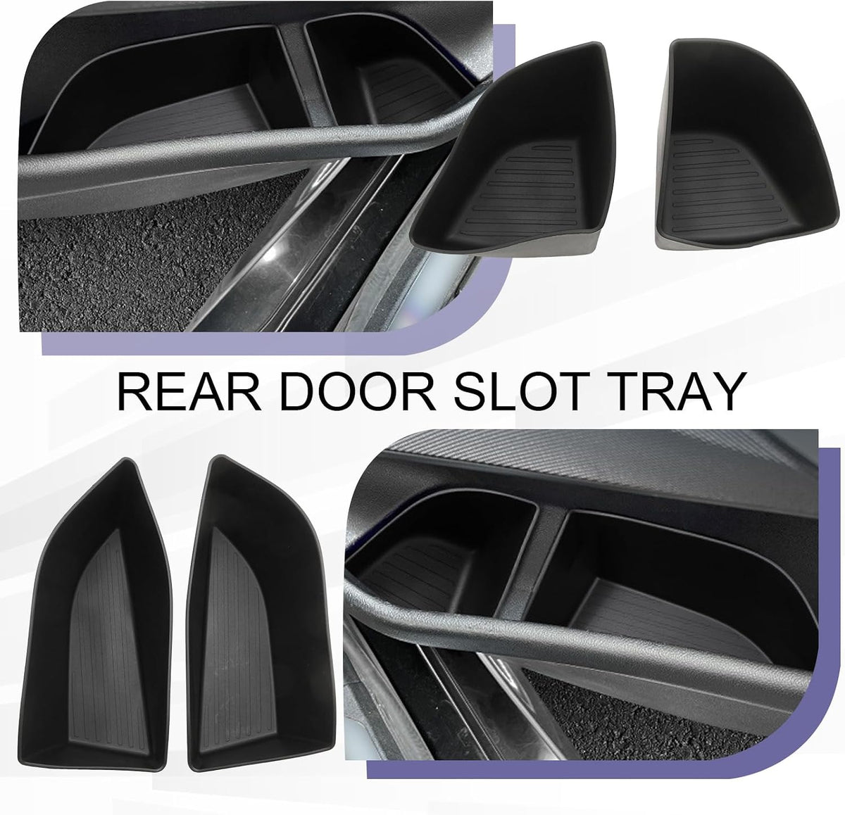 MDEOOSKY 4Pcs Rear Door Side Organizer, TPE Rear Car Door Slot Tray Organizer Black, Replacement for BMW X5 2019-2025