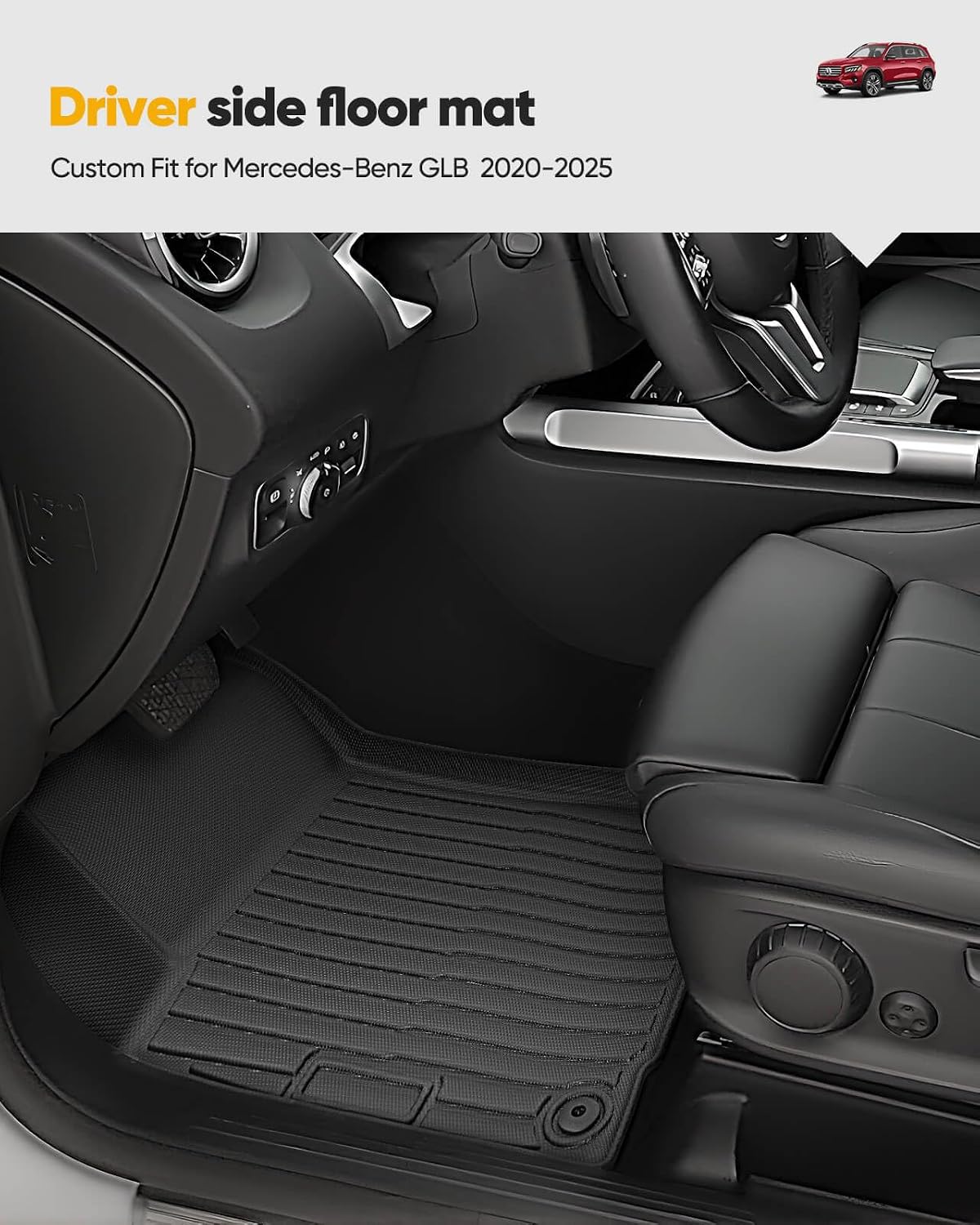 All Weather Floor Mats & Upper Cargo Liner for Mercedes Benz GLB 2026 2025 2024 2023 2022 2021 2020, Heavy Duty Custom Fit for GLB 250 Front 2nd Row, Non-Slip Black Car Accessories