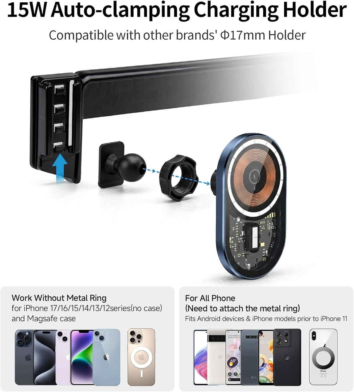 Wireless Charger Car Phone Mount for BMW 3-Series 2012-2018, 2-Series 14-21