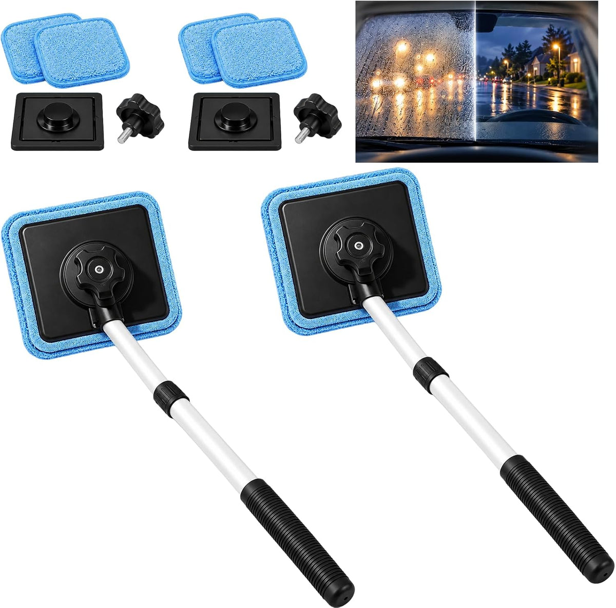 Dual Magnetic CarWindshield Cleaner, Dual Side Car Glass Cleaner，Black 1pc
