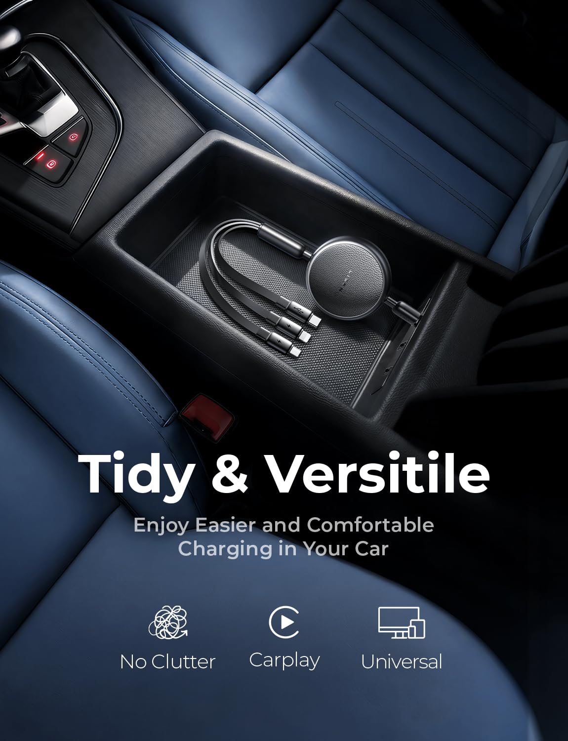 LISEN Multi Charging Cable, Retractable Car Charger for Multiple Devices