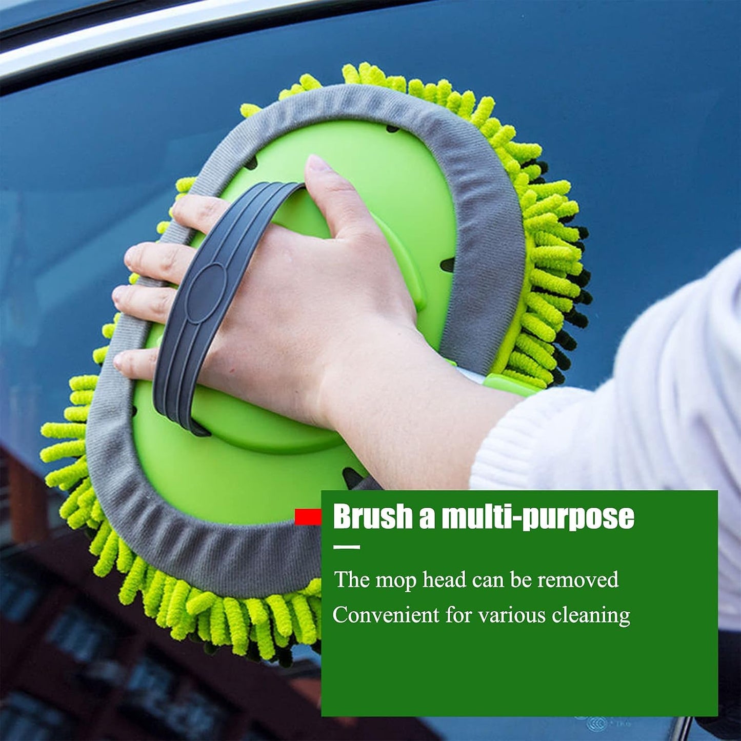 LumiMokki 62 " Car Wash Mop Kit - Car Cleaning Mop with Long Handle Stainless Steel Pole for RVs, SUVs, Trucks and Buses (Green)