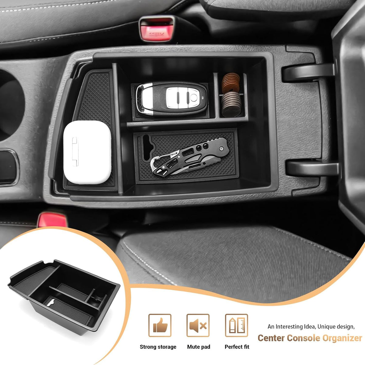 YEE PIN Kia Niro Center Console Organizer - Armrest Console Tray Storage Tray for 2016 2017 2018 2019 2020 2021 2022 Kia Niro Accessories (Gas & Hybrid)