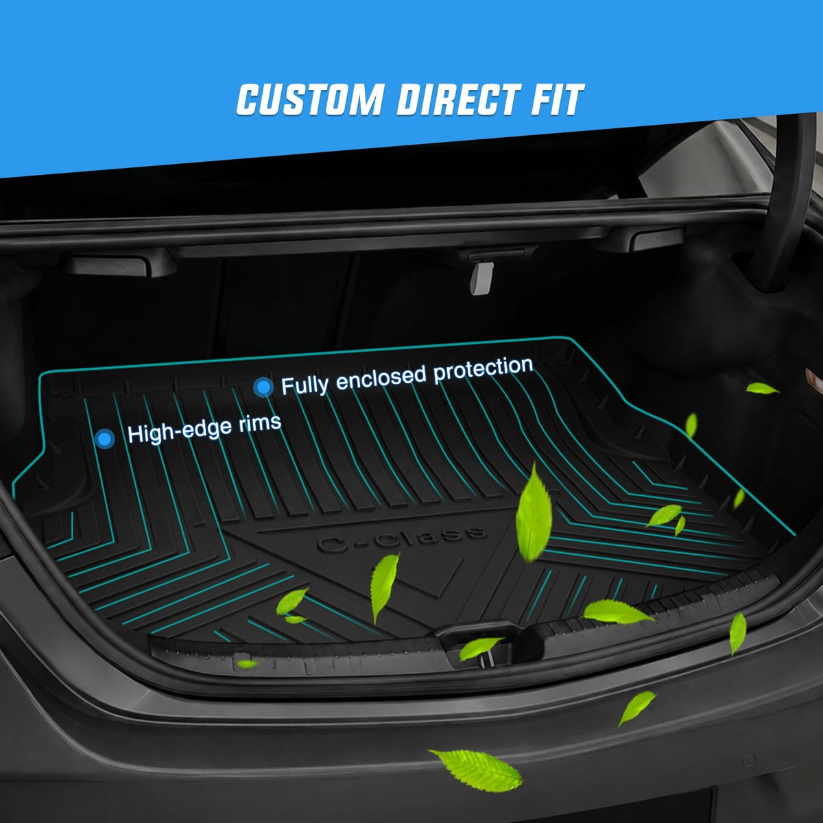 Nilight Cargo Mat for Mercedes Benz C Class C300 C43 AMG Sedan 2015-2021
