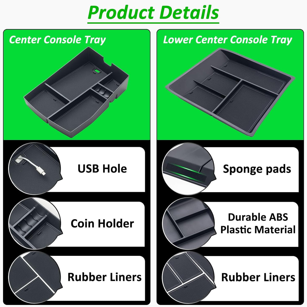 TOPINSTALL 2PCS Console Organizer for 2024-2026 VW Atlas/Atlas Cross Sport