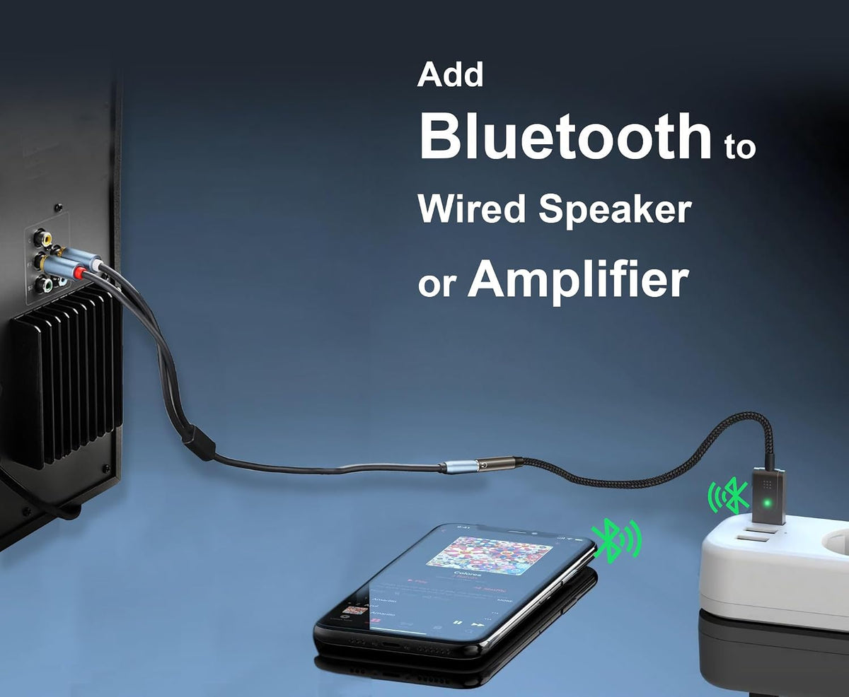 Bluetooth 6.0 to Aux Adapter for Car or Amp, 3.5mm Jack Bluetooth Receiver