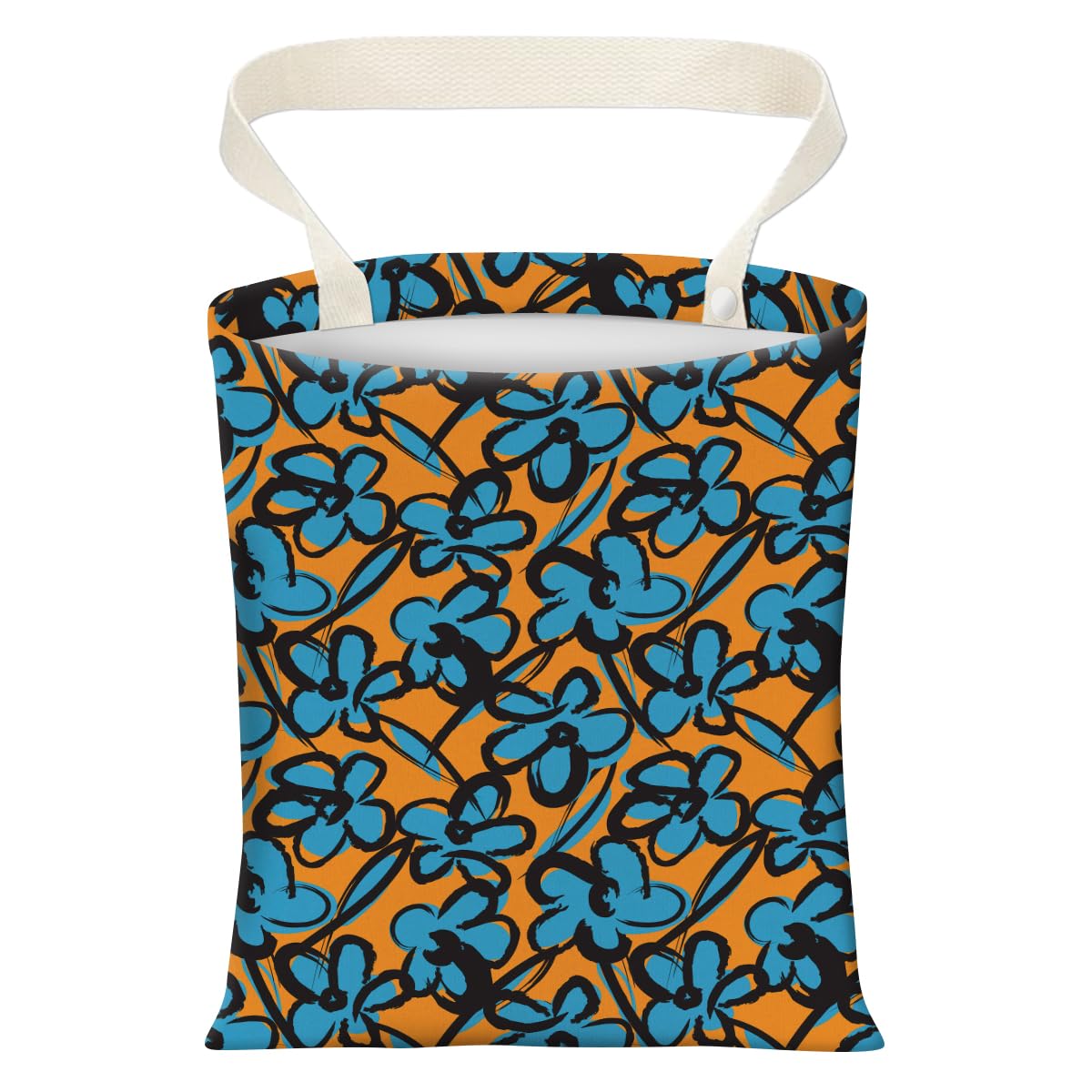 Cute Car Trash Can, Hanging Canvas Car Back Seat Organizer and Storage Bag, Funny Car Trash Bag For Travelling, Outdoor Abstract Blue Flowers