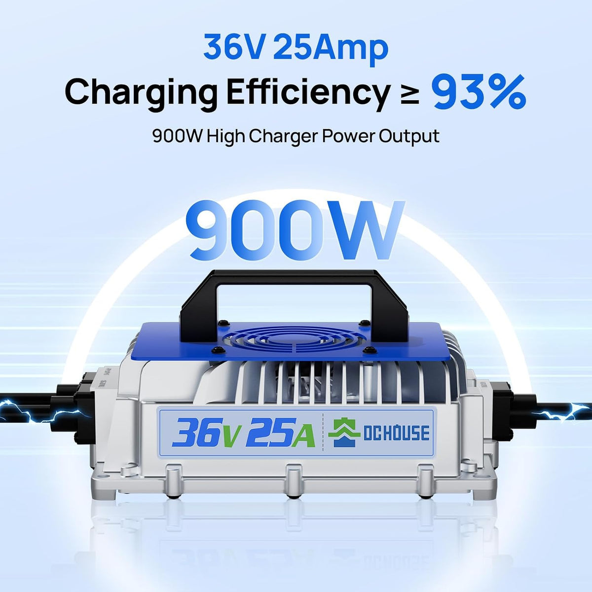 DC HOUSE 36V 25A Lithium Battery Charger, IP65 Waterproof, 43.8V Output