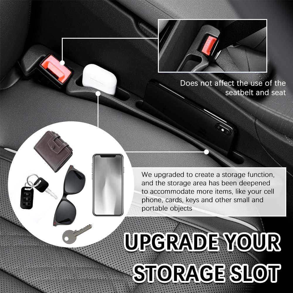 2PCS Deepened No Drop Car Seat Gap Filler Organizer