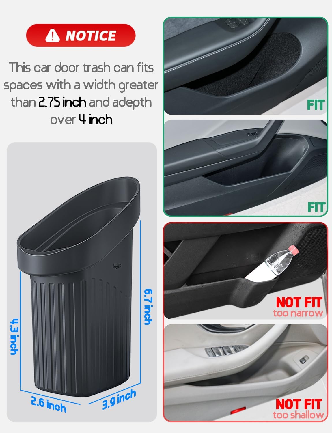 BMZX Car Trash Can Trash Bin, Accessories for Interior Mini Garbage Can, Car Door Trash Can,Multifunctional Organizers and Storage, Home and Office