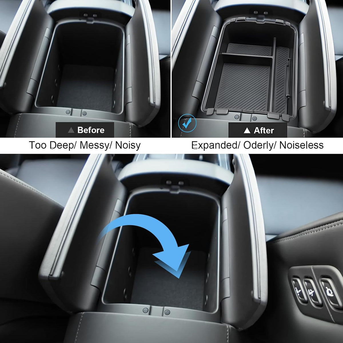 Double Layer, 2026 2027 Palisade Center Console Organizer for Hyundai Palisade (Calligraphy) (Only fit 7-Seater with Dual-Opening Center Console), Durable Console Tray 2026 Palisade Accessories