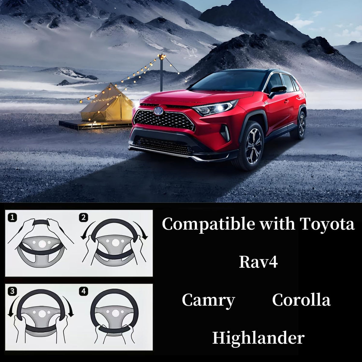Yangday Steering Wheel Cover for Toyota RAV4 Corolla Camry Highlander