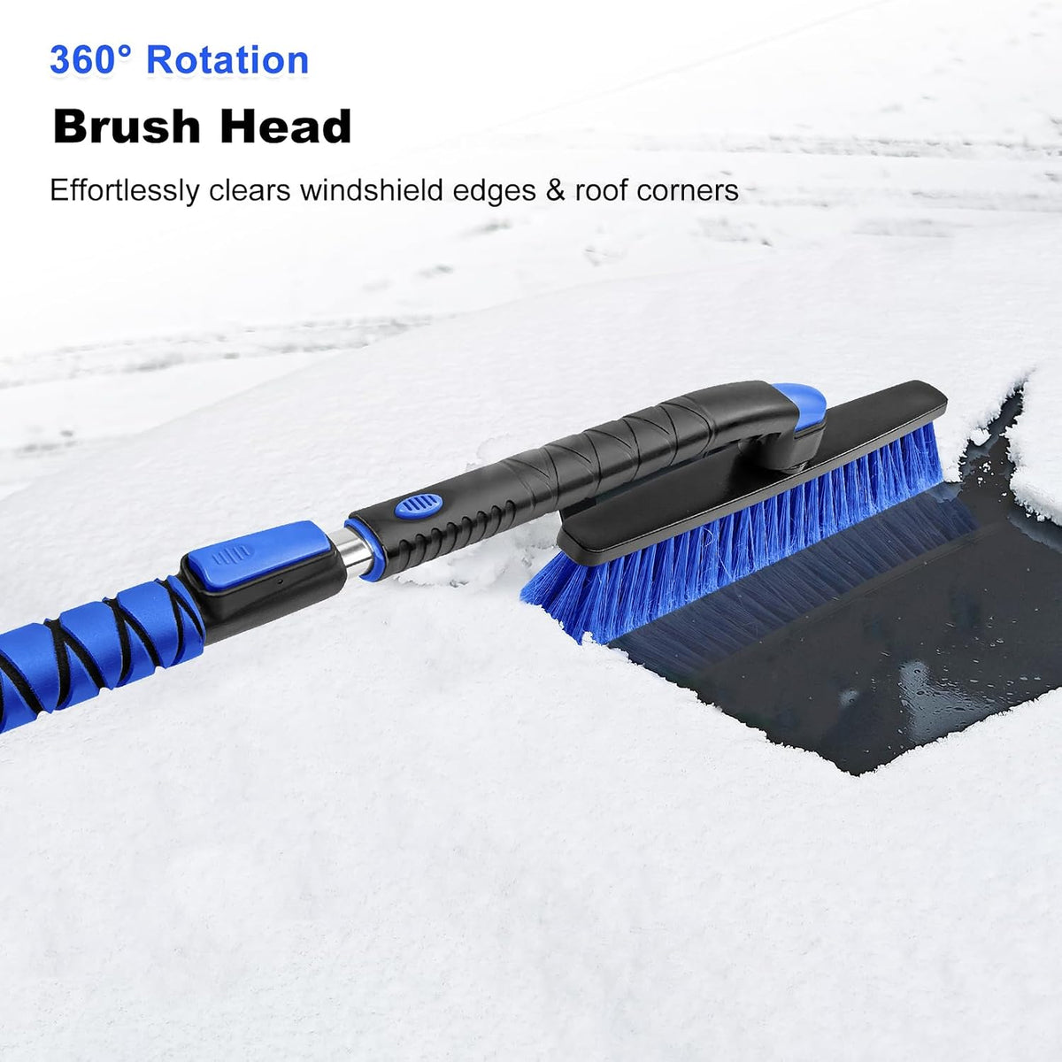 HEEYA 48 Inch Long Snow Brush for SUV, Ice Scraper and Brush - Blue