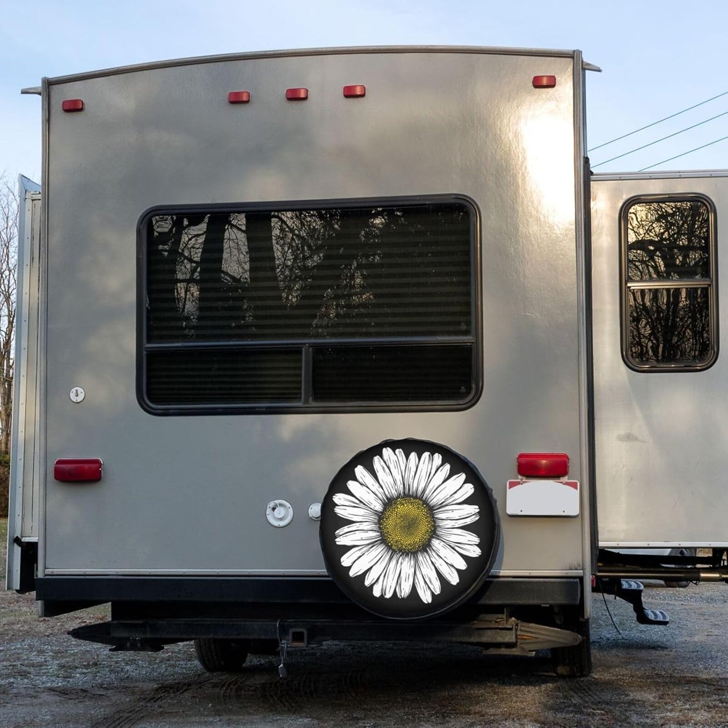 Daisy Flower Spare Tire Cover Dust-Proof Wheel Tire Cover Fit Trailer, RV, SUV and Many Vehicle 16 Inch