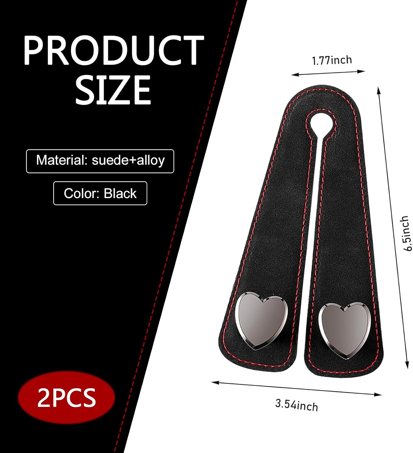 Car Hooks for Headrest, Luxurious Leather & Metal Multifunctional Anti-Slip Vehicle Hooks - Holds Bags, Umbrella, Wallet, Glasses | Universal Car Interior Storage Organizer (Black)