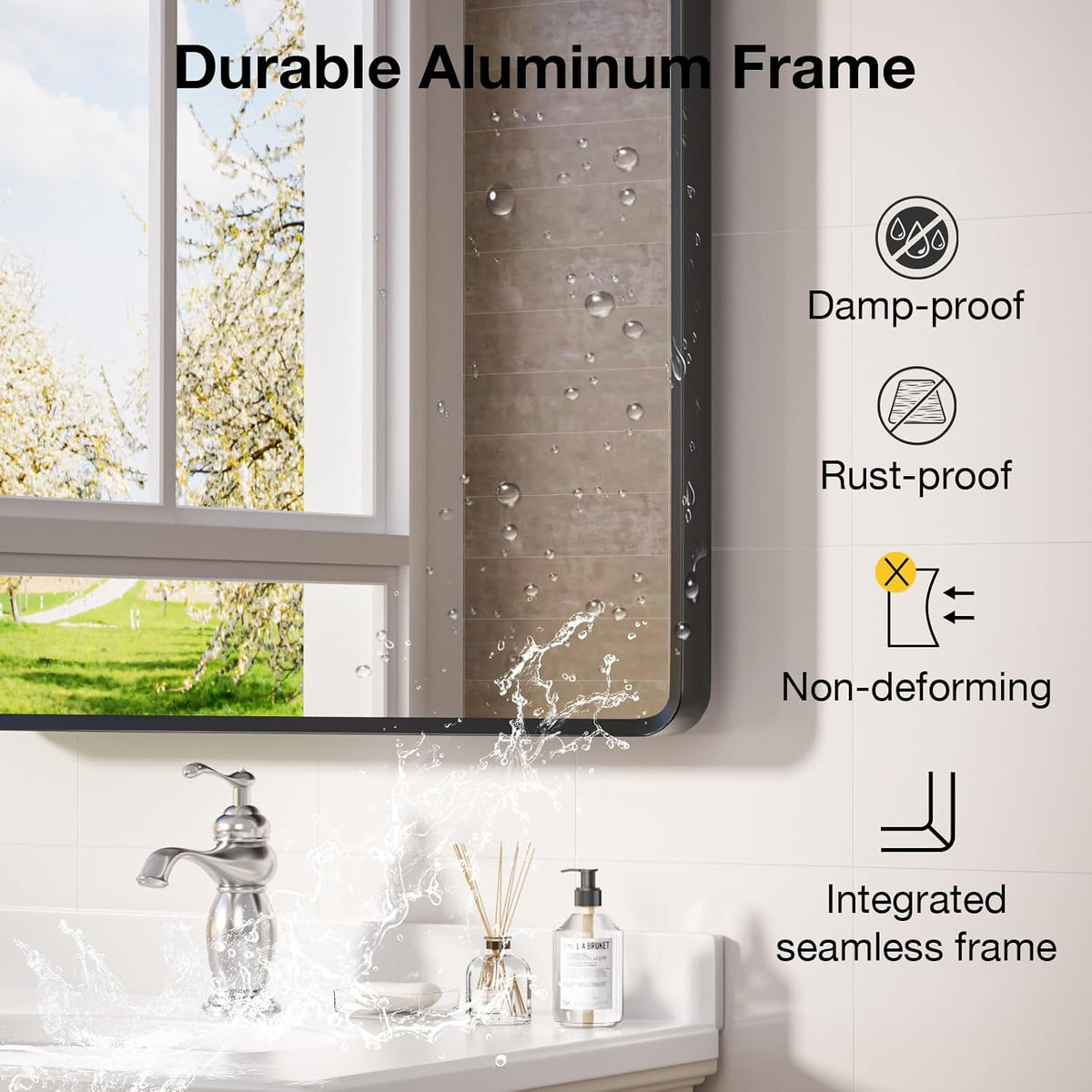 30x40 inch Black Rectangle Bathroom Mirror, Bathroom Vanity Mirrors