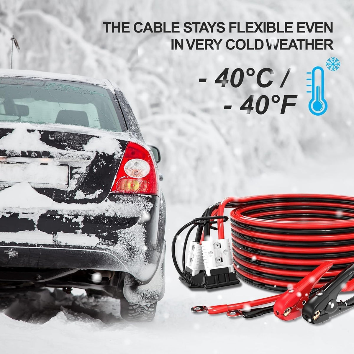 1 Gauge 30 ft Jumper Cables, 800A Heavy Duty Battery Booster Cable Set with Alligator Clamps and Carry Bag for Cars, Trucks and SUVs
