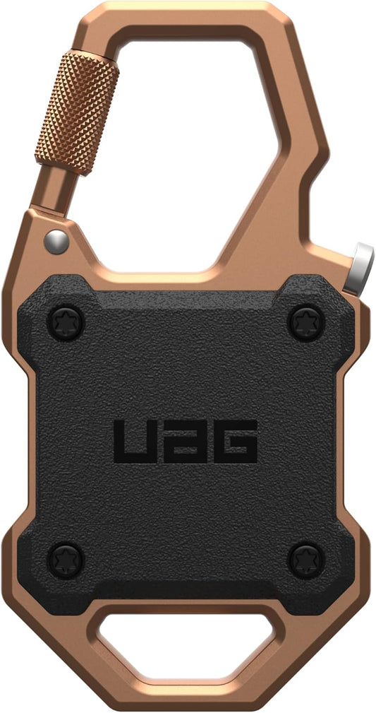 URBAN ARMOR GEAR UAG Designed for AirTag (Gen 2 & 1) Case with Built-in Bottle Opener Monarch - Hard Shell Lock Case AirTag Holder Locking Carabiner for Keys, Luggage & Bags, Black/Copper