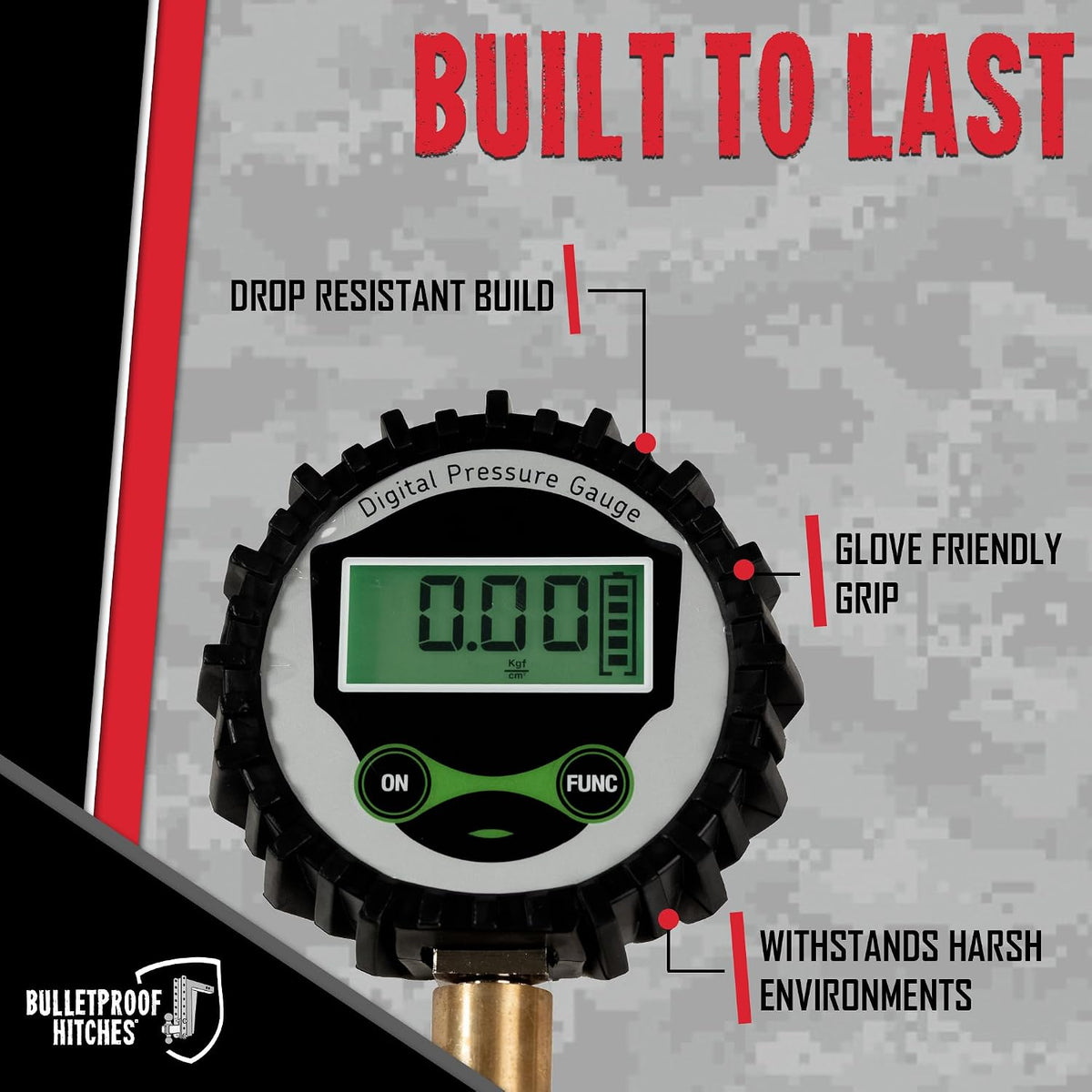 Bulletproof Digital Tire Pressure Gauge 0-200 PSI, Heavy Duty with Reinforced Rubber Hose, LCD Display, Bleed Valve | AAA Batteries Included - for Trucks, RVs, ATVs, Trailers and More
