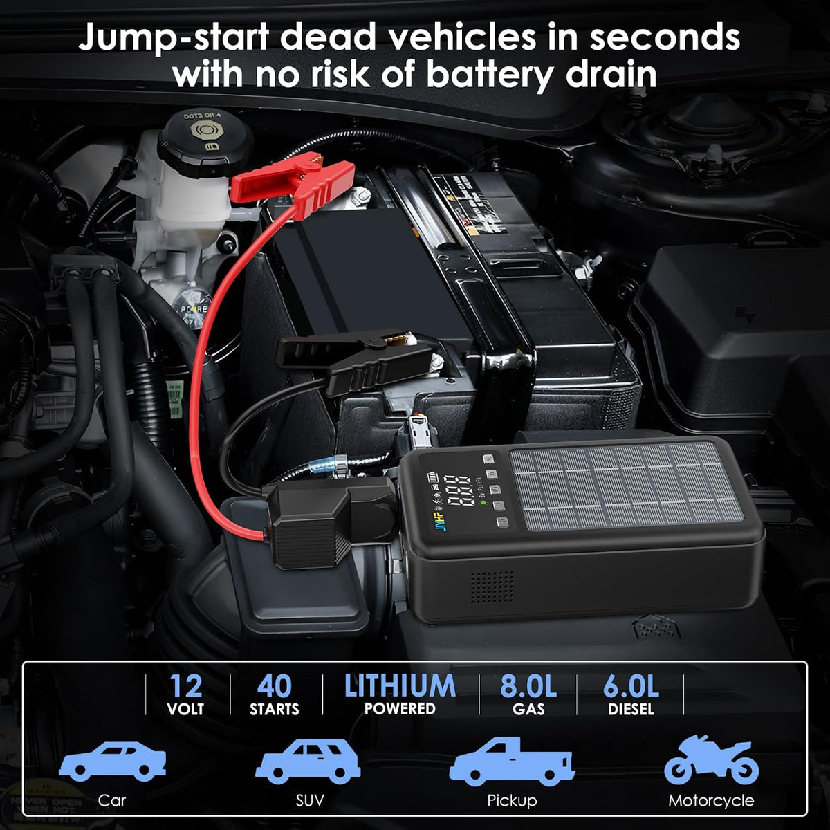 JIYHF 3000A Solar Jump Starter