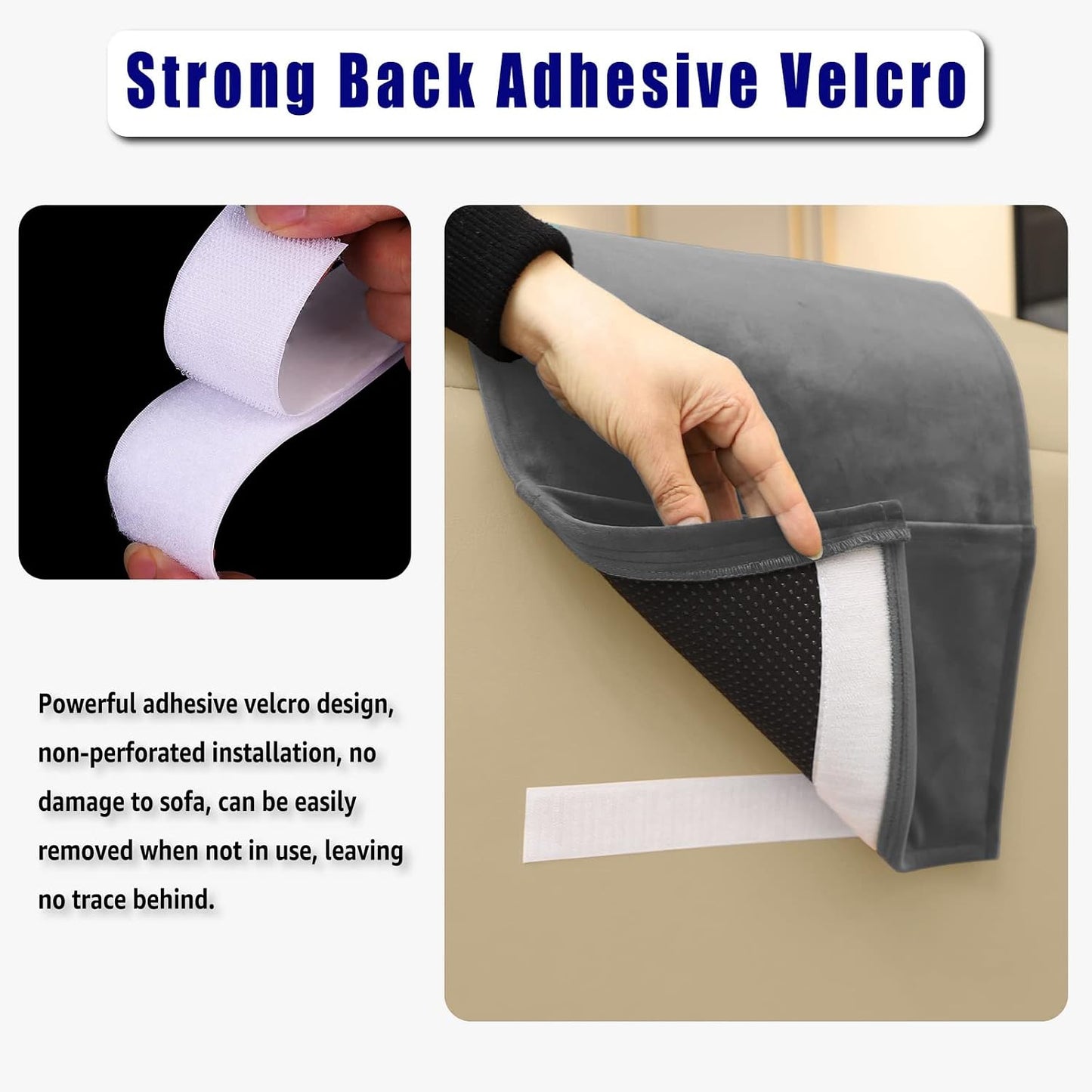 Adjustable Headrest Pillow for Recliners and Armchairs - Non-Slip Velvet Cushion for Neck Support and Pain Relief (Gray)