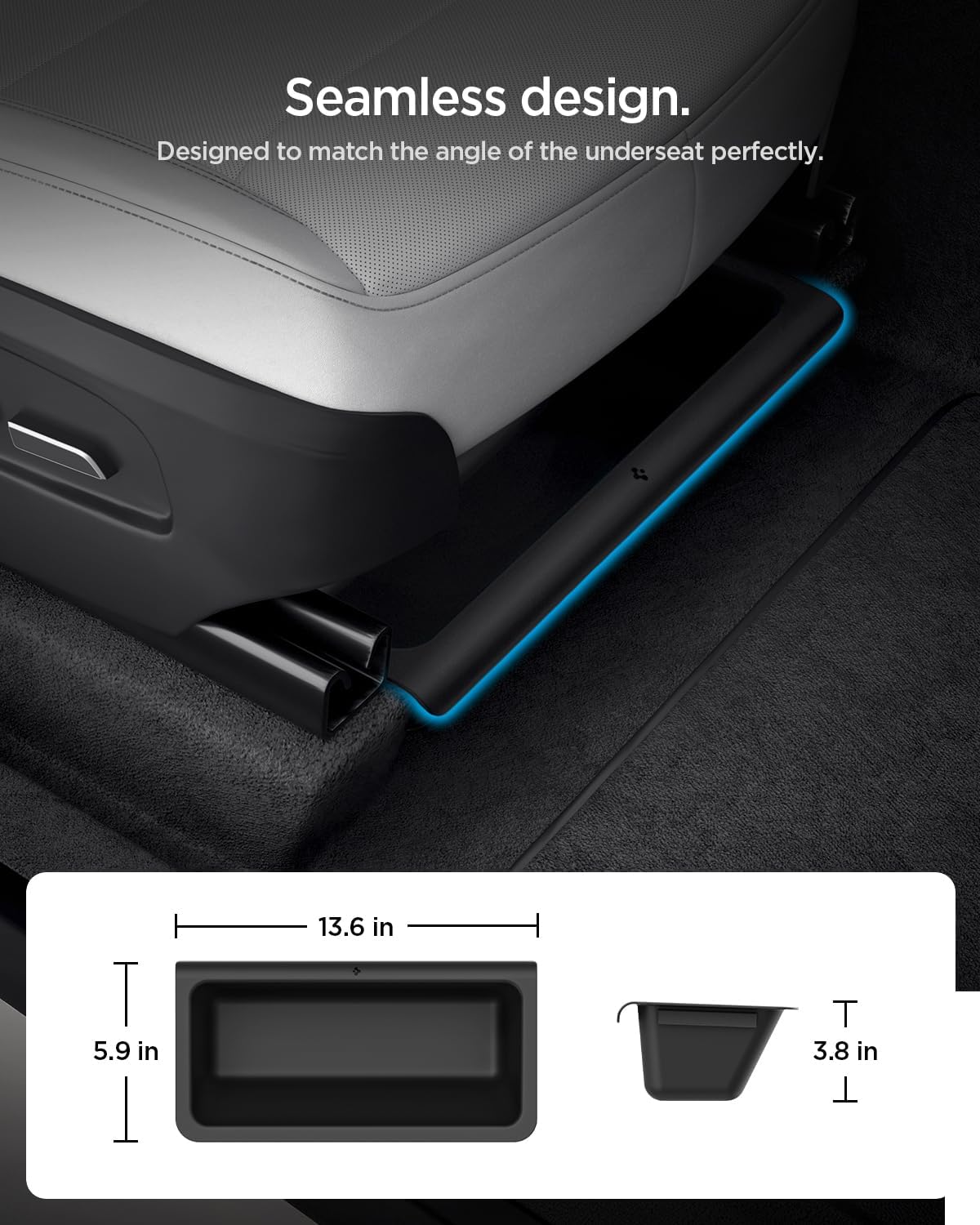 Spigen Under Seat Storage Box, Hidden Organizer Tray [Waterproof & Anti-Rattle] for 2025 2026 Tesla Model Y Juniper (Premium and Performance) - 2 Pack