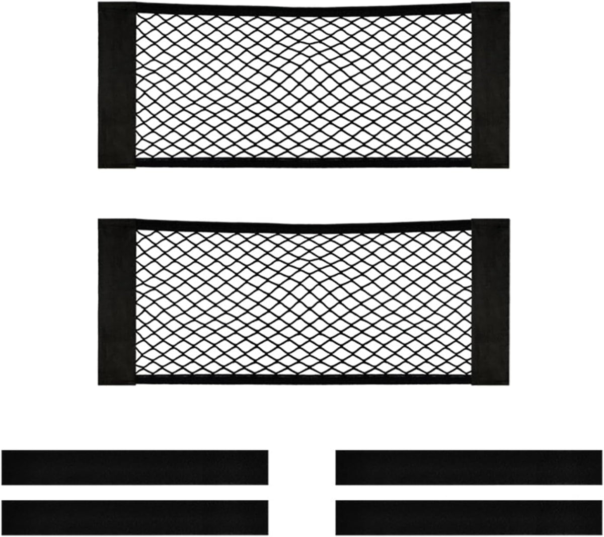 2PCS Universal Car Cargo Net with Adhesive Tape, 9.8×15.7in Trunk Storage Mesh Pocket Wall Mount Organizer Bag for Car RV SUV Boat Truck Camper Van Trailer (Black)